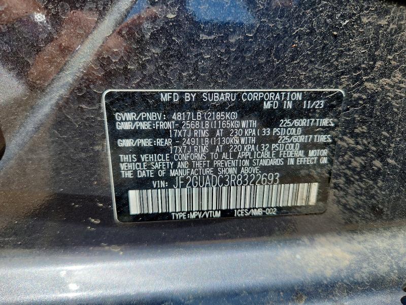 2024 Subaru Crosstrek მანქანა იყიდება აუქციონზე, vin: JF2GUADC3R8322693, აუქციონის ნომერი: 55591696