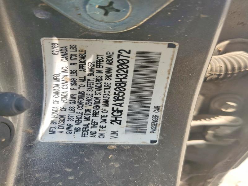 Aukcja sprzedaży 2008 Honda Civic, vin: 2HGFA16508H320072, numer aukcji: 58785326