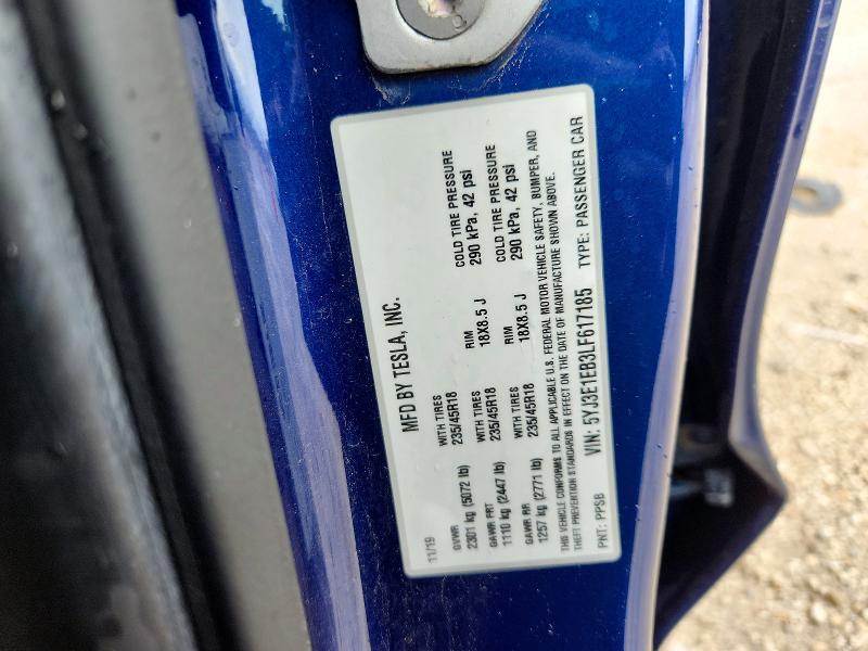 Aukcja sprzedaży 2020 Tesla Model 3, vin: 5YJ3E1EB3LF617185, numer aukcji: 57343486