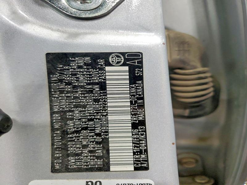 Продаж на аукціоні авто 2014 Toyota Corolla, vin: 2T1BURHE4EC225911, номер лоту: 57359946
