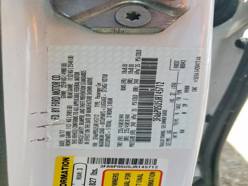 Продажа на аукционе авто 2018 Ford Fusion, vin: 3FA6P0SU5JR145712, номер лота: 57413106
