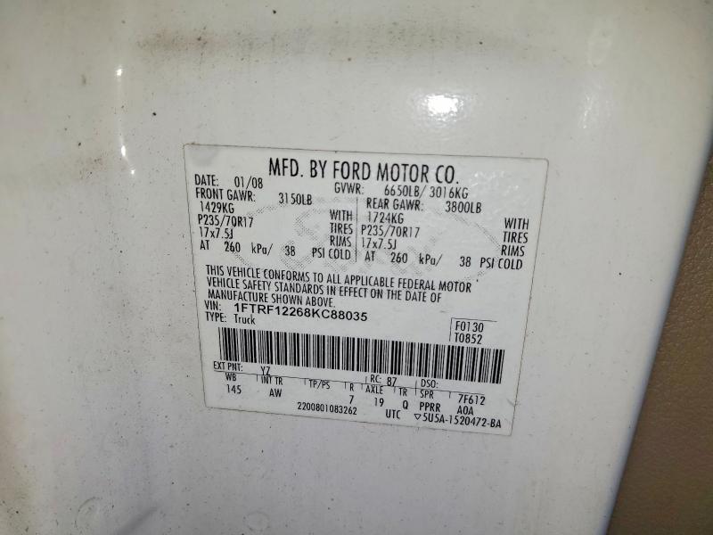 Aukcja sprzedaży 2008 Ford F150, vin: 1FTRF12268KC88035, numer aukcji: 58709526