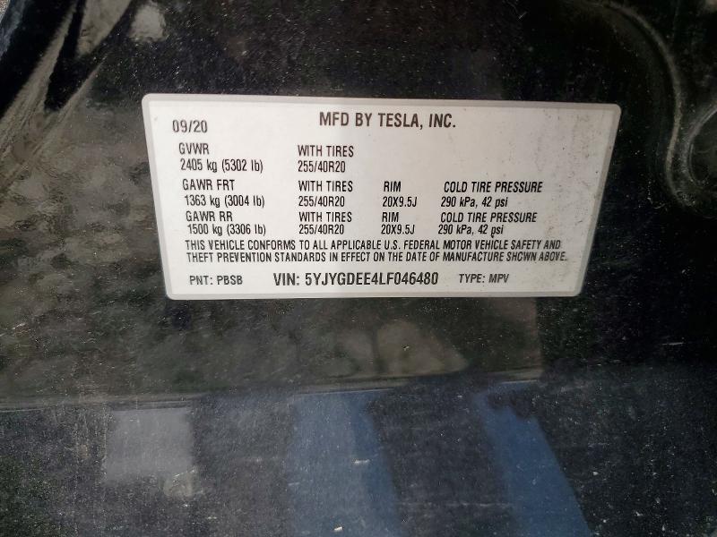 57661506 :رقم المزاد ، 5YJYGDEE4LF046480 vin ، 2020 Tesla Model Y مزاد بيع