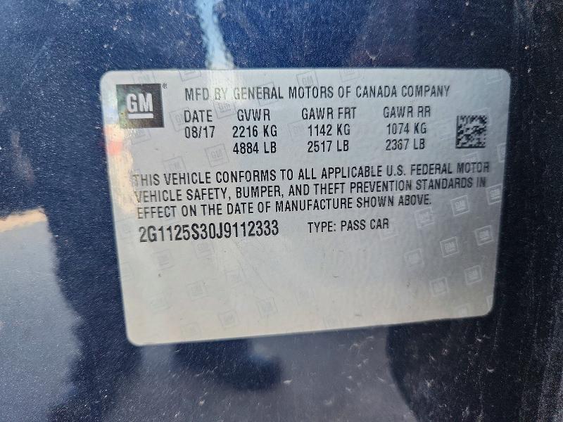 57722426 :رقم المزاد ، 2G1125S30J9112333 vin ، 2018 Chevrolet Impala مزاد بيع