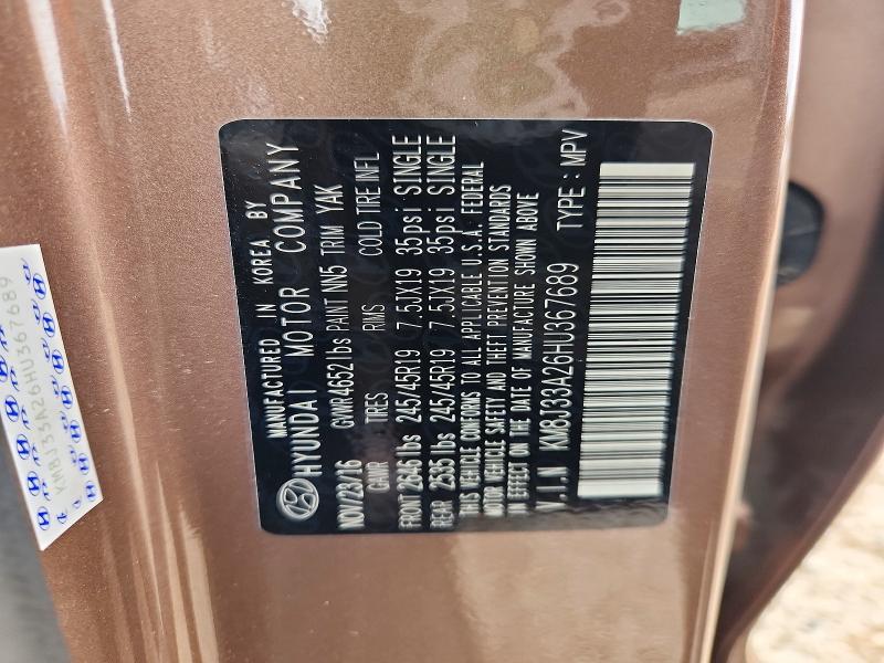 Продаж на аукціоні авто 2017 Hyundai Tucson, vin: KM8J33A26HU367689, номер лоту: 56994656