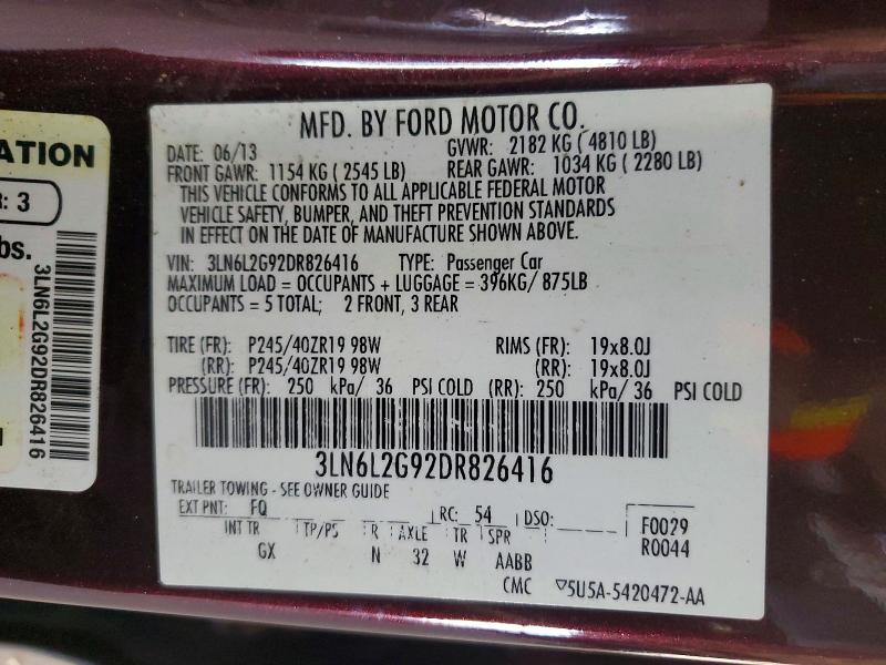 Продажа на аукционе авто 2013 Lincoln Mkz, vin: 3LN6L2G92DR826416, номер лота: 57849756