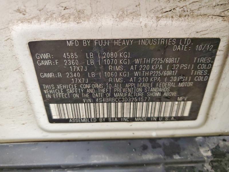 Продаж на аукціоні авто 2013 Subaru Outback, vin: 4S4BRBCC3D3251577, номер лоту: 55598096
