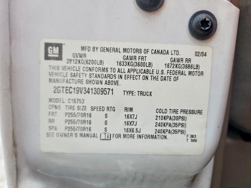 2004 Gmc New Sierra მანქანა იყიდება აუქციონზე, vin: 2GTEC19V341309571, აუქციონის ნომერი: 57768476