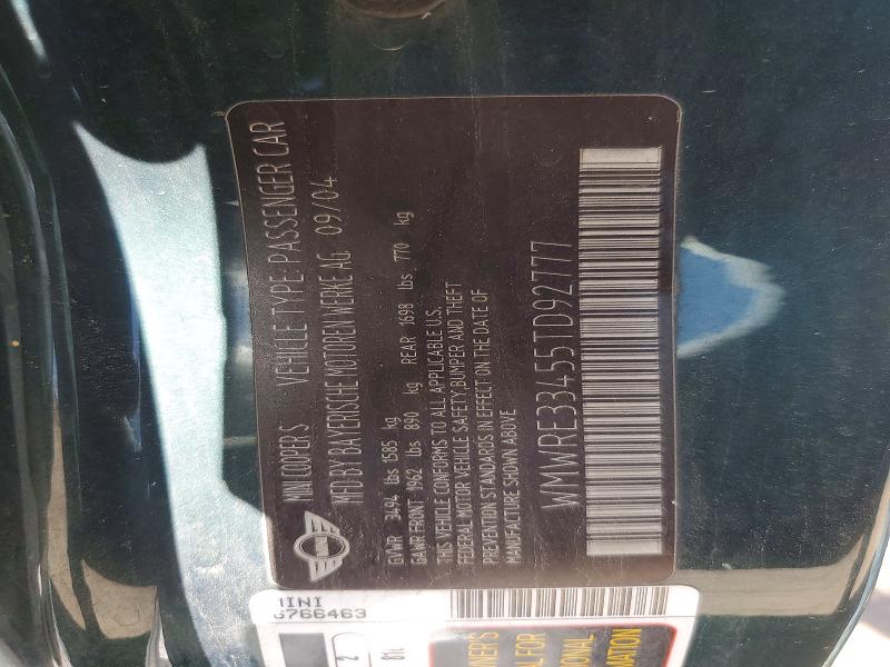 Продаж на аукціоні авто 2005 Mini Cooper, vin: WMWRE33455TD92777, номер лоту: 85993635