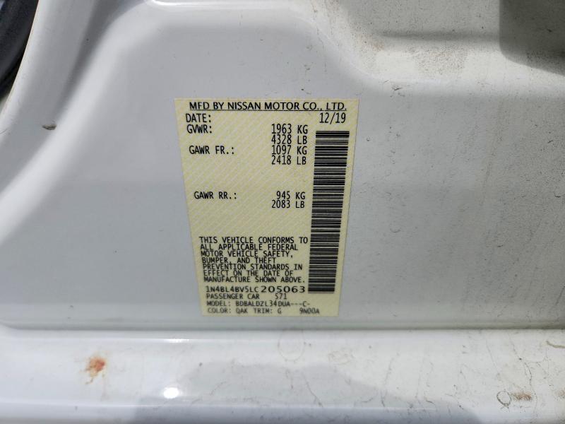 Aukcja sprzedaży 2020 Nissan Altima, vin: 1N4BL4BV5LC205063, numer aukcji: 55968156