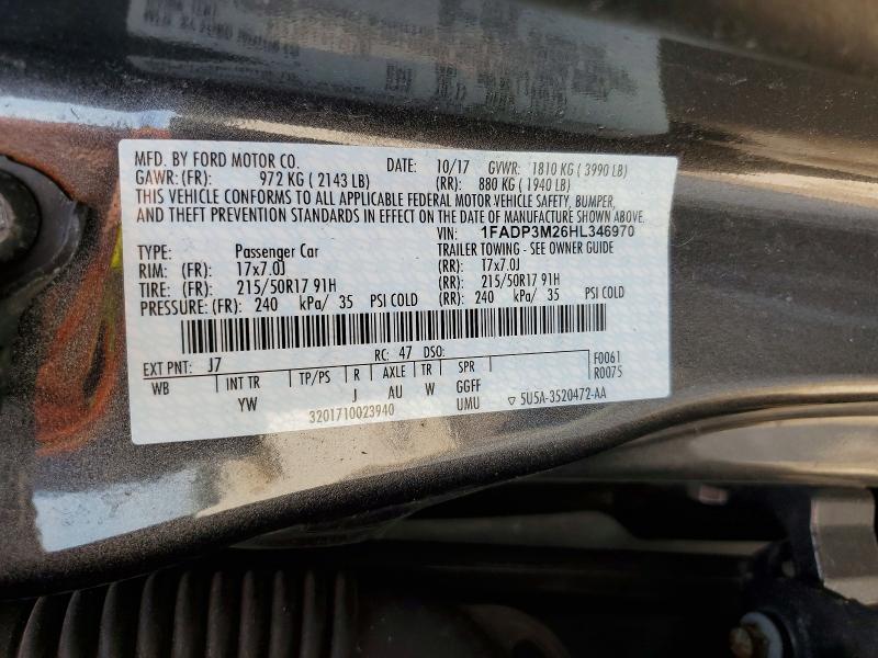 Aukcja sprzedaży 2017 Ford Focus, vin: 1FADP3M26HL346970, numer aukcji: 58321936