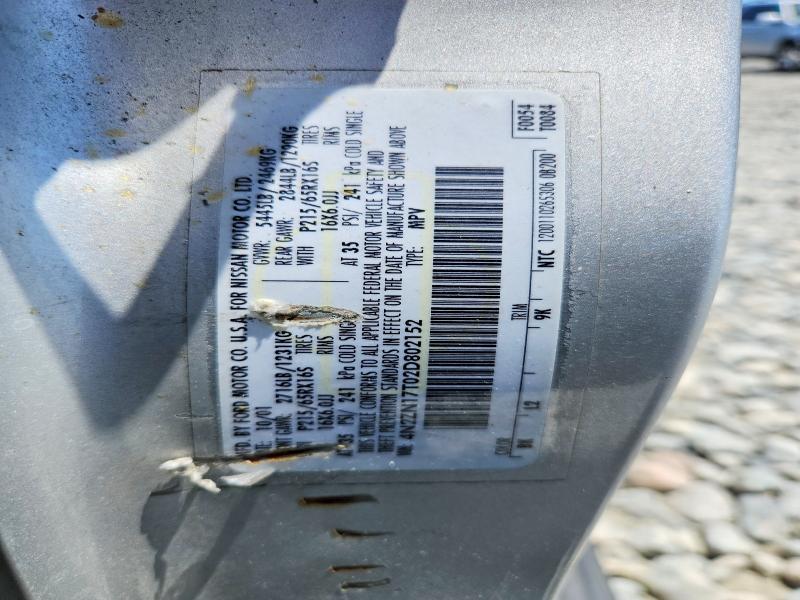 Auction sale of the 2002 Nissan Quest, vin: 4N2ZN17T02D802152, lot number: 56114956