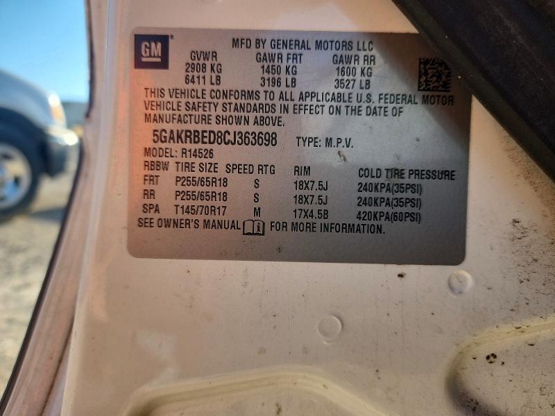 Продаж на аукціоні авто 2012 Buick Enclave, vin: 5GAKRBED8CJ363698, номер лоту: 57083756