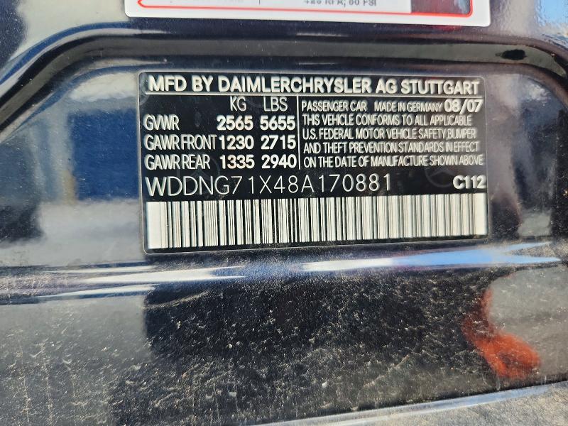 Aukcja sprzedaży 2008 Mercedes-benz S, vin: WDDNG71X48A170881, numer aukcji: 56845456