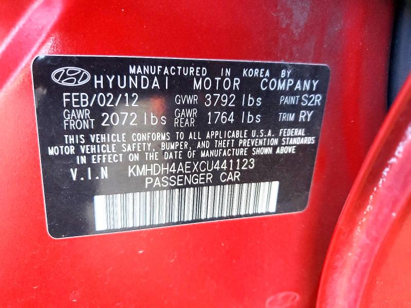 Продаж на аукціоні авто 2012 Hyundai Elantra, vin: KMHDH4AEXCU441123, номер лоту: 56979636