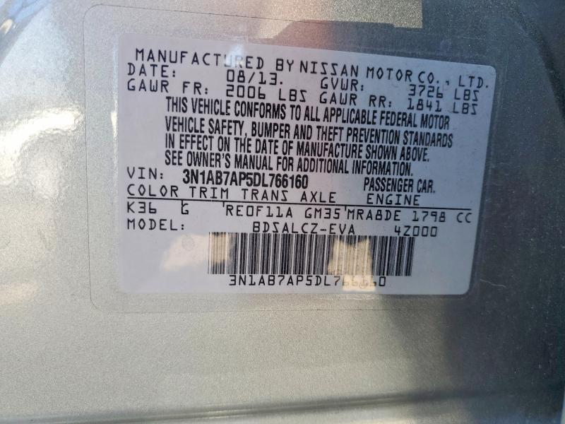 Продажа на аукционе авто 2013 Nissan Sentra, vin: 3N1AB7AP5DL766160, номер лота: 55823786