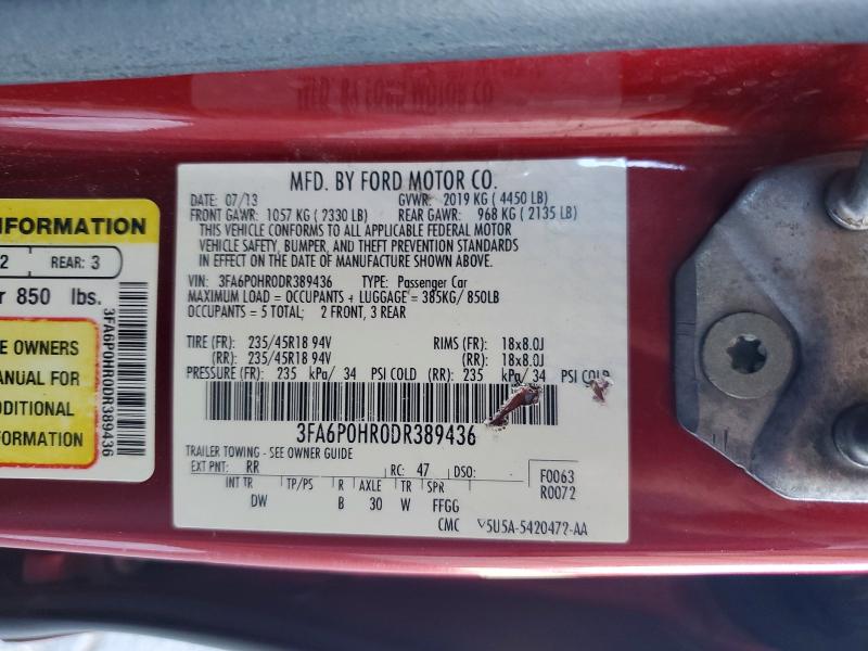 2013 Ford Fusion მანქანა იყიდება აუქციონზე, vin: 3FA6P0HR0DR389436, აუქციონის ნომერი: 55836936