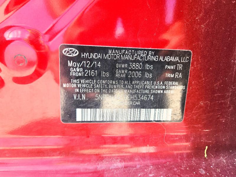 58638106 :رقم المزاد ، 5NPDH4AE6EH534674 vin ، 2014 Hyundai Elantra مزاد بيع