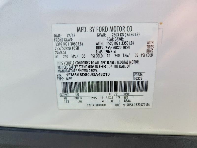 Продажа на аукционе авто 2018 Ford Explorer, vin: 1FM5K8D80JGA43210, номер лота: 55912906