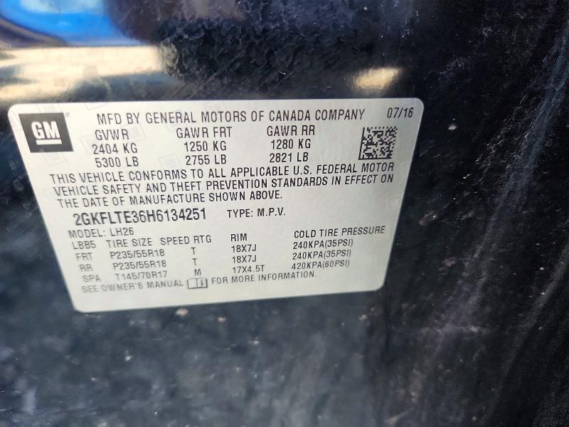 Aukcja sprzedaży 2017 Gmc Terrain, vin: 2GKFLTE36H6134251, numer aukcji: 57028806
