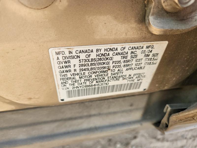 2004 Acura Mdx მანქანა იყიდება აუქციონზე, vin: 2HNYD18684H531710, აუქციონის ნომერი: 55769926