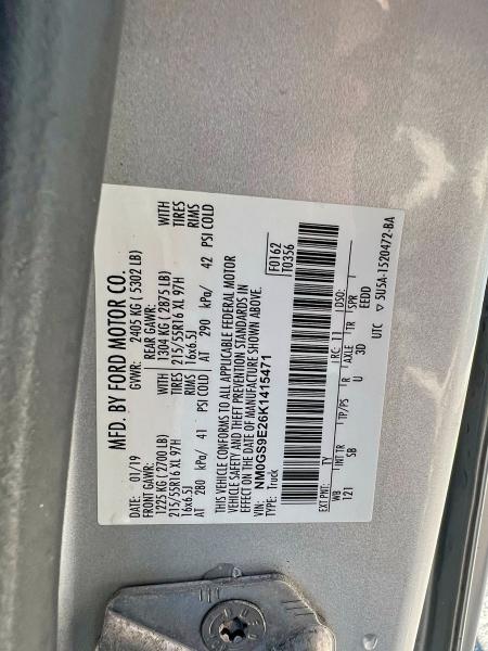 58979116 :رقم المزاد ، NM0GS9E26K1415471 vin ، 2019 Ford Transit Connect مزاد بيع