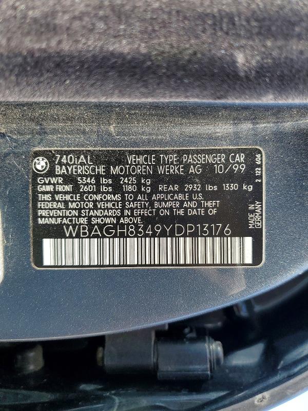 Продаж на аукціоні авто 2000 Bmw 740, vin: WBAGH8349YDP13176, номер лоту: 55677236