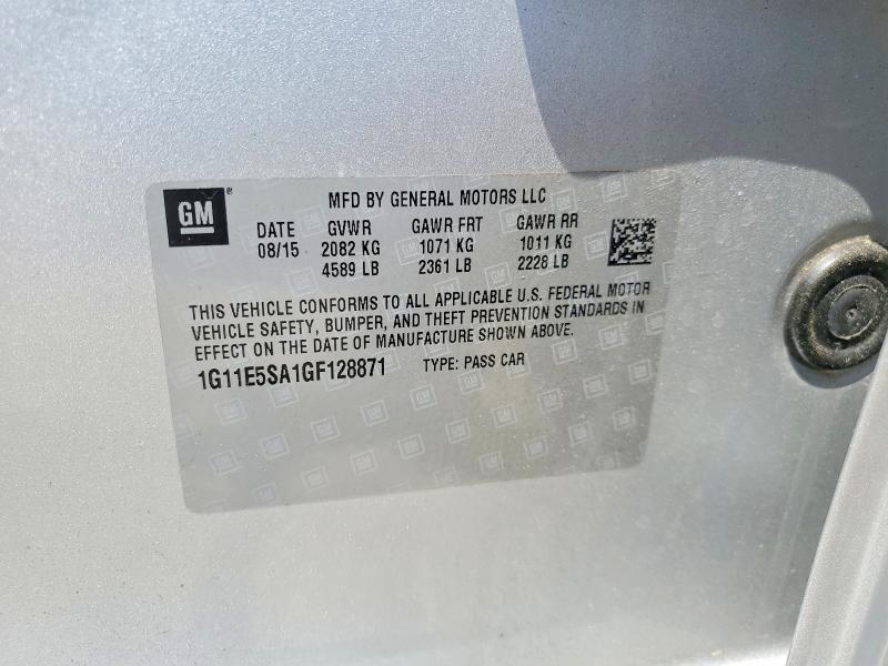 2016 Chevrolet Malibu Limited მანქანა იყიდება აუქციონზე, vin: 1G11E5SA1GF128871, აუქციონის ნომერი: 58844456
