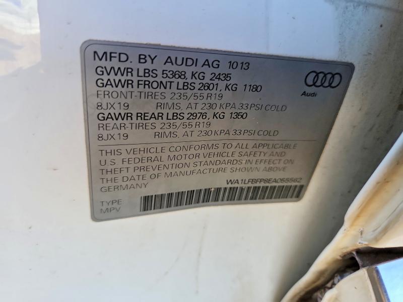 Aukcja sprzedaży 2014 Audi Q5, vin: WA1LFBFP8EA055562, numer aukcji: 58805866