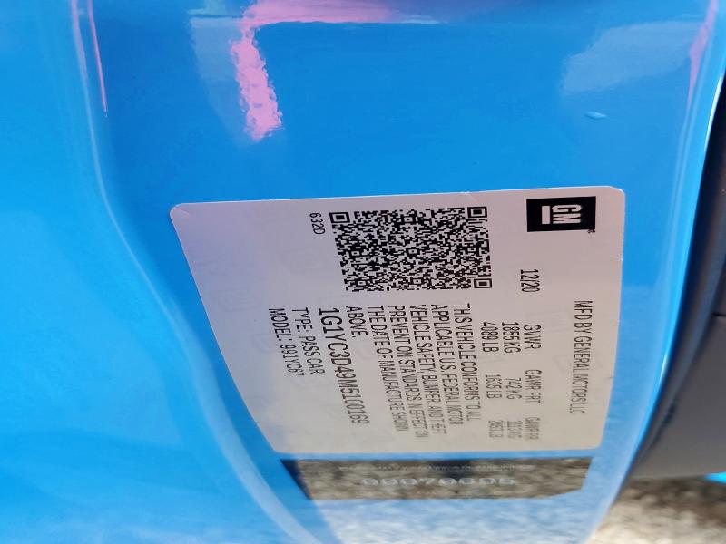 55788636 :رقم المزاد ، 1G1YC3D49M5100169 vin ، 2021 Chevrolet Corvette مزاد بيع