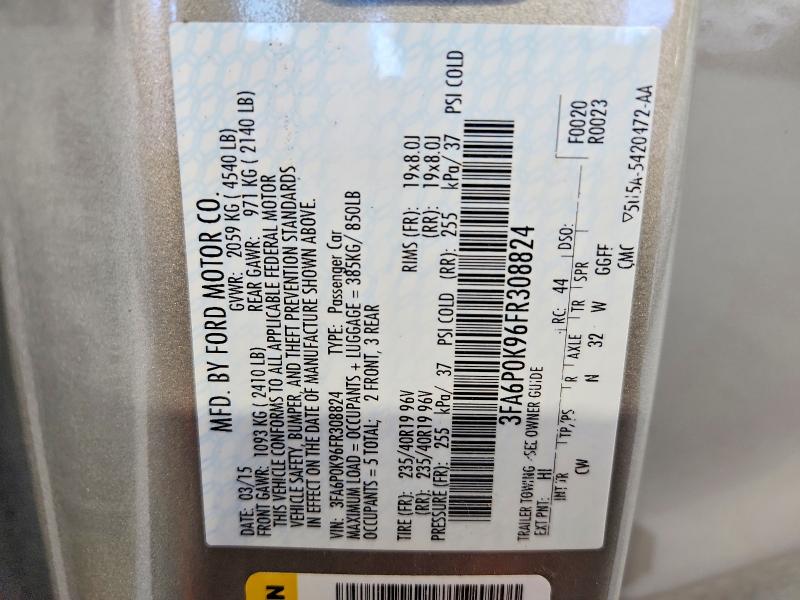 Продажа на аукционе авто 2015 Ford Fusion, vin: 3FA6P0K96FR308824, номер лота: 55821576