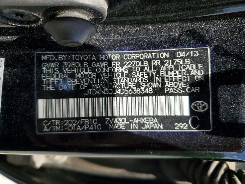 56788696 :رقم المزاد ، JTDKN3DU4D5638348 vin ، 2013 Toyota Prius مزاد بيع