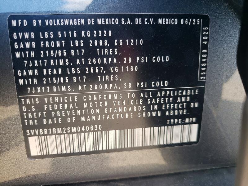 57387746 :رقم المزاد ، 3VVBR7RM2SM040630 vin ، 2025 Volkswagen Tiguan مزاد بيع