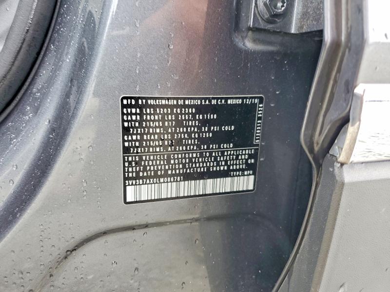 Aukcja sprzedaży 2020 Volkswagen Tiguan, vin: 3VV3B7AX0LM086781, numer aukcji: 56723786