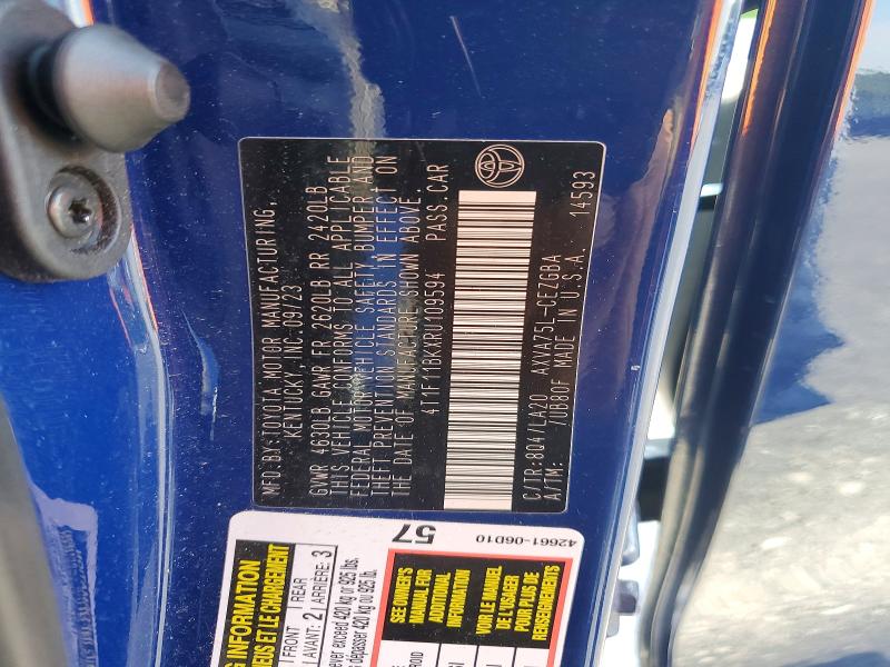Aukcja sprzedaży 2024 Toyota Camry, vin: 4T1F11BKXRU109594, numer aukcji: 58773146
