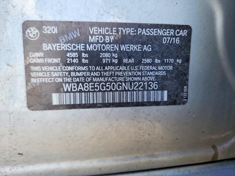 Aukcja sprzedaży 2016 Bmw 320, vin: WBA8E5G50GNU22136, numer aukcji: 57651646