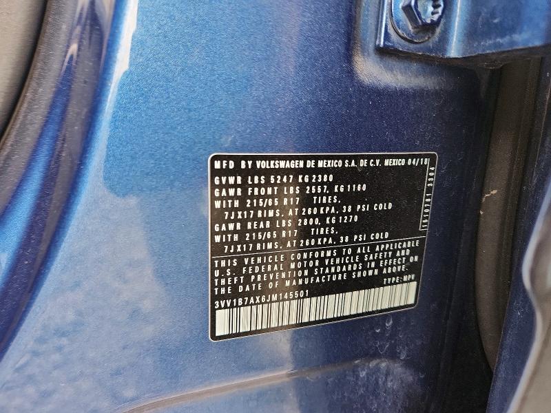 Продажа на аукционе авто 2018 Volkswagen Tiguan, vin: 3VV1B7AX6JM145501, номер лота: 56316656