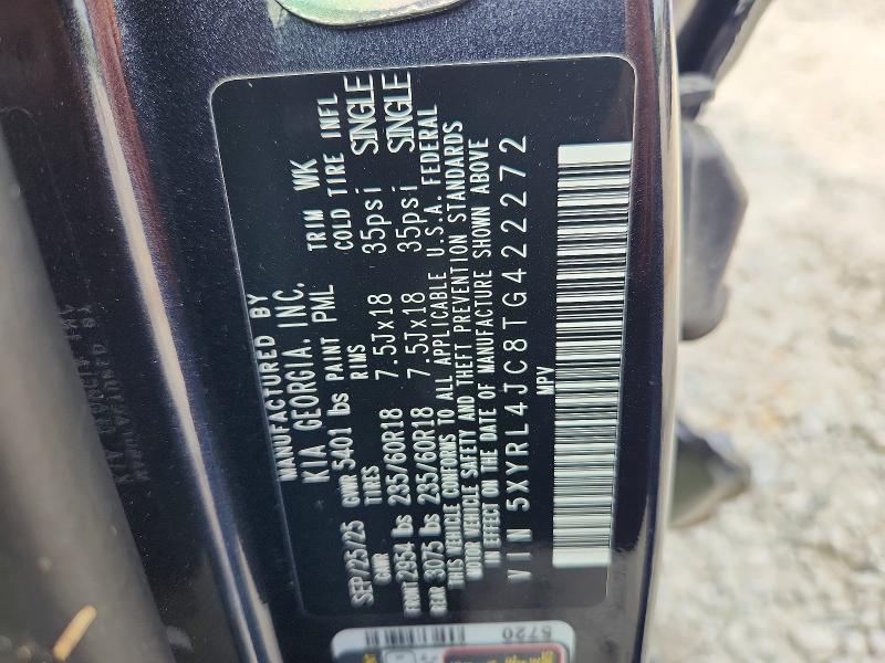 Aukcja sprzedaży 2026 Kia Sorento, vin: 5XYRL4JC8TG422272, numer aukcji: 58488626