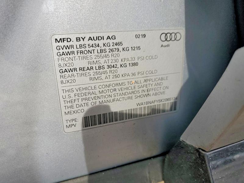 Продажа на аукционе авто 2019 Audi Q5, vin: WA1BNAFY5K2065134, номер лота: 57972656