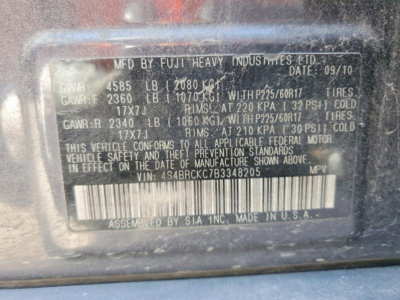 59192856 :رقم المزاد ، 4S4BRCKC7B3348205 vin ، 2011 Subaru Outback مزاد بيع