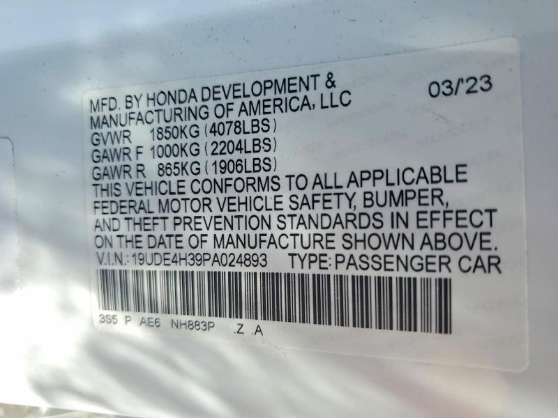 95588335 :رقم المزاد ، 19UDE4H39PA024893 vin ، 2023 Acura Integra مزاد بيع