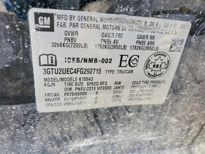 Aukcja sprzedaży 2015 Gmc Sierra, vin: 3GTU2UEC4FG292715, numer aukcji: 56937416