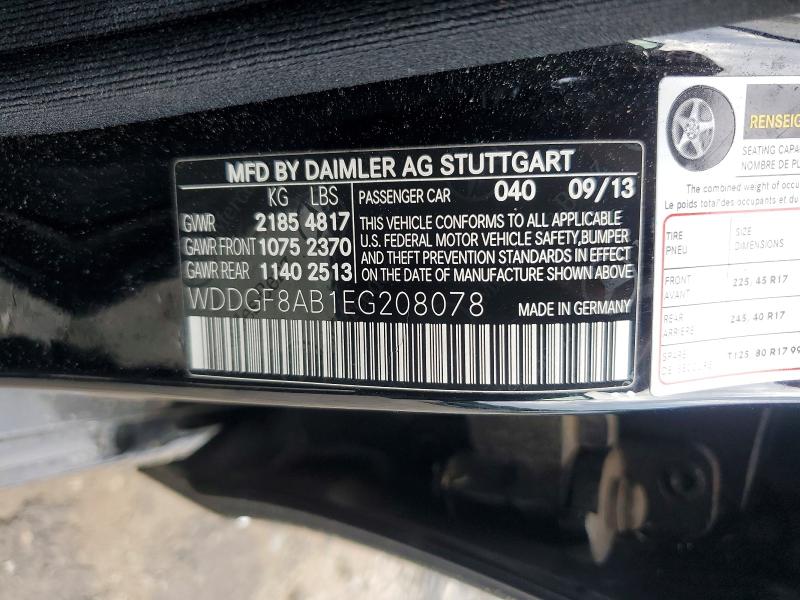 2014 Mercedes-benz C მანქანა იყიდება აუქციონზე, vin: WDDGF8AB1EG208078, აუქციონის ნომერი: 55732266
