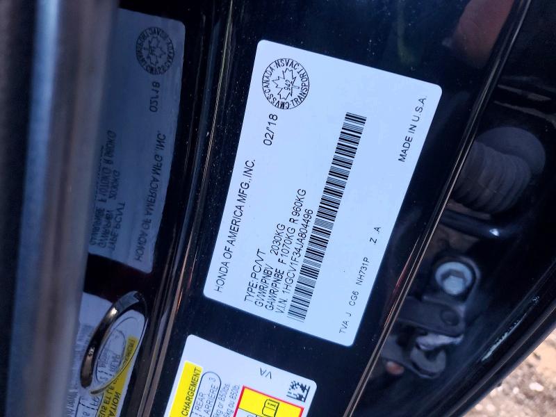 Продаж на аукціоні авто 2018 Honda Accord, vin: 1HGCV1F34JA804496, номер лоту: 55117596