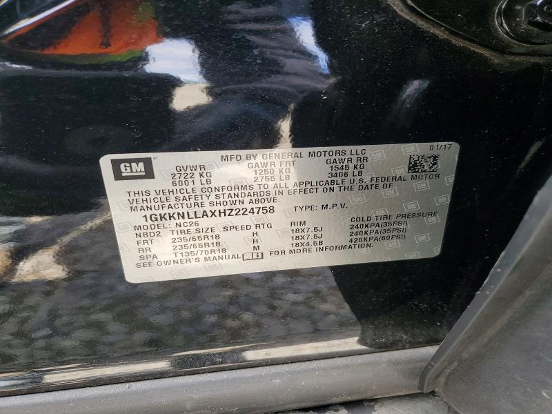 2017 Gmc Acadia მანქანა იყიდება აუქციონზე, vin: 1GKKNLLAXHZ224758, აუქციონის ნომერი: 56126556