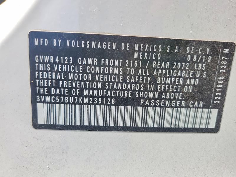 Продажа на аукционе авто 2019 Volkswagen Jetta, vin: 3VWC57BU7KM239128, номер лота: 58411956