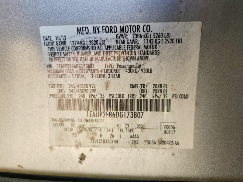 2013 Ford Taurus მანქანა იყიდება აუქციონზე, vin: 1FAHP2F86DG173807, აუქციონის ნომერი: 56781776