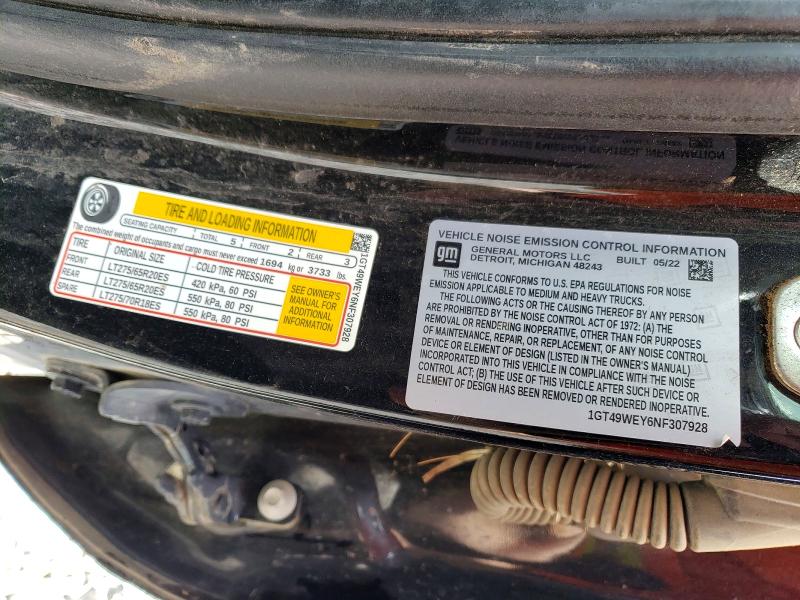 55509626 :رقم المزاد ، 1GT49WEY6NF307928 vin ، 2022 Gmc Sierra مزاد بيع