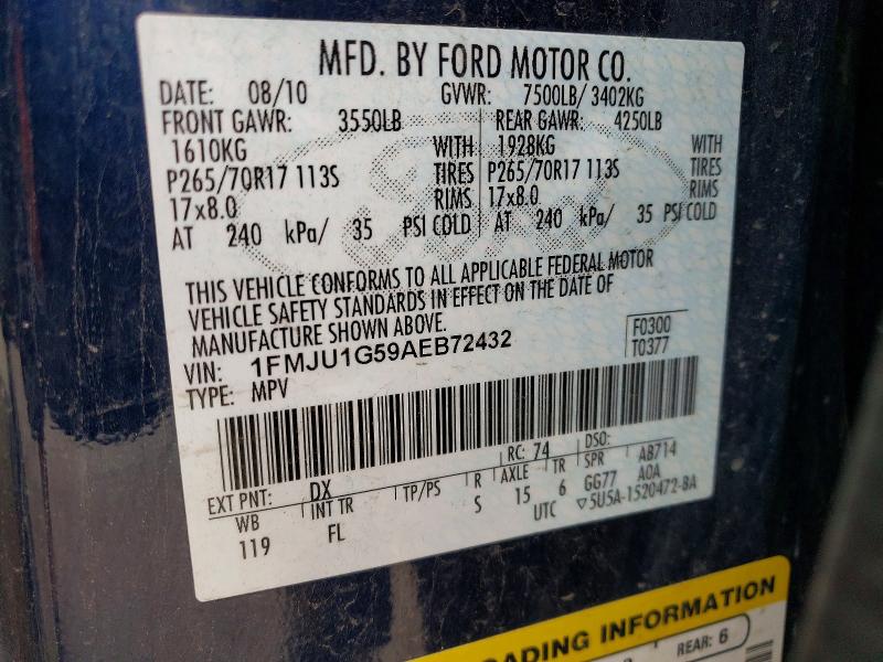 57409886 :رقم المزاد ، 1FMJU1G59AEB72432 vin ، 2010 Ford Expedition مزاد بيع