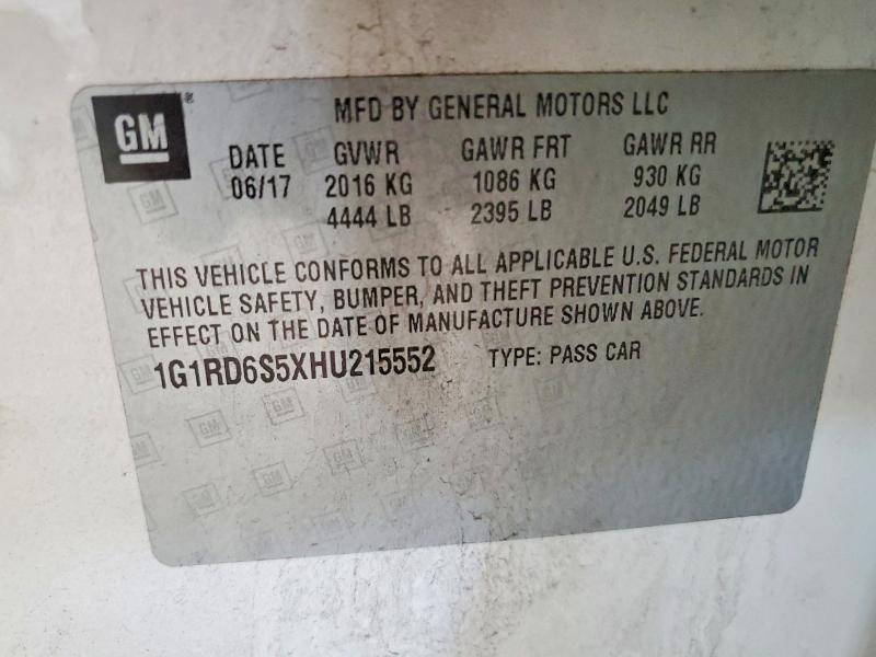 Продажа на аукционе авто 2017 Chevrolet Volt, vin: 1G1RD6S5XHU215552, номер лота: 56189736